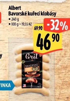 Bavorská klobása kuřecí Albert Gril