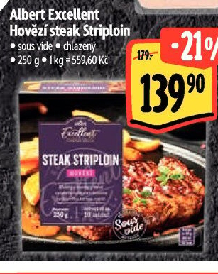 Hovězí steak Striploin Sous vide Albert Excellent