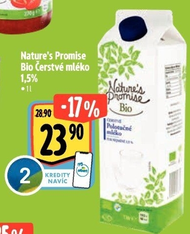 Mléko čerstvé bio Nature'