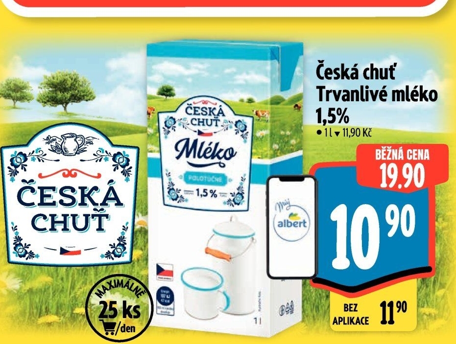 Mléko trvanlivé Česká chuť - 1,5% polotučné