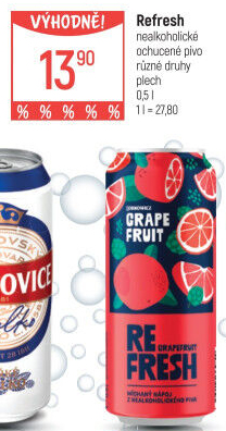 Nealkoholické ochucené pivo refresh Lobkowicz