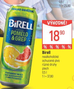 Nealkoholické pivo ochucené Birell
