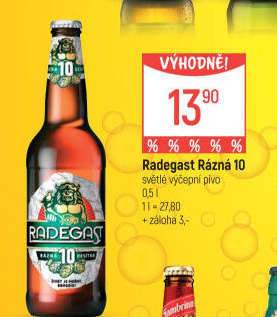 Pivo světlé výčepní Rázná 10° Radegast