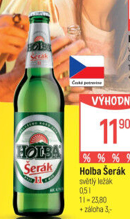 Pivo světlý ležák 11° Šerák Holba