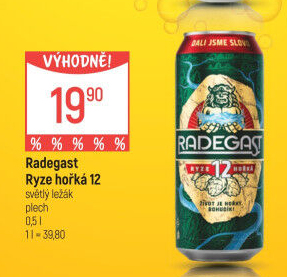 Pivo světlý ležák 12° Ryze hořká Radegast