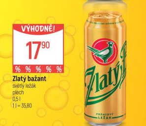 Pivo světlý ležák 12° Zlatý Bažant
