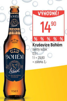 Pivo světlý ležák Bohém Krušovice