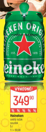 Pivo světlý ležák Heineken - soudek