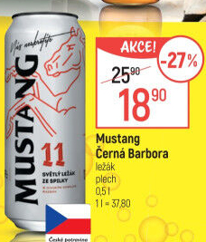 Pivo světlý ležák Mustang 11° Ostravar