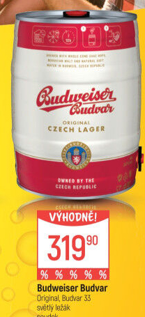 Pivo světlý ležák Original Budweiser Budvar - soudek