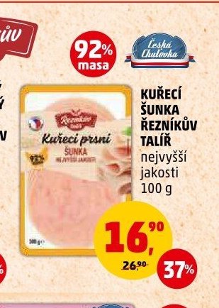 KUŘECÍ ŠUNKA ŘEZNÍKŮV TALÍŘ nejvyšší jakosti 100 g