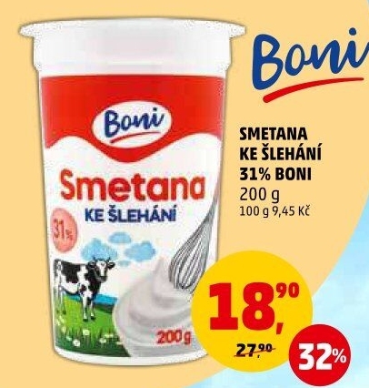 Smetana ke šlehání Boni 31%