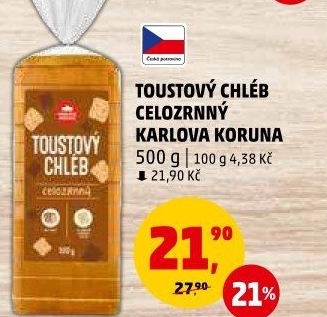 Toustový chléb celozrnný Karlova Koruna