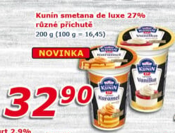 Smetana ke šlehání ochucená Mlékárna Kunín 27%