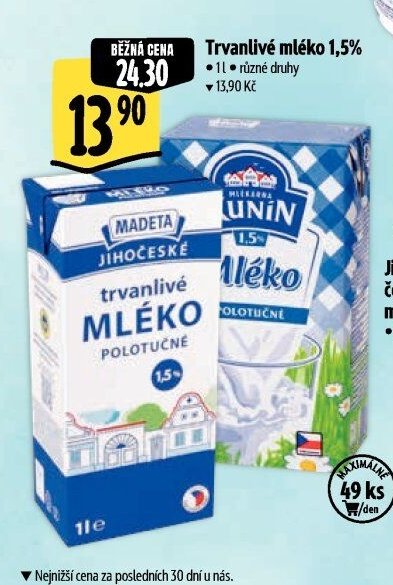 Trvanlivé mléko 1,5%