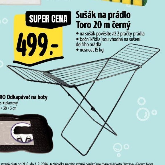 Sušák na prádlo Toro 20 m černý