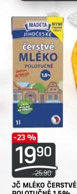 Madeta JČ mléko čerstvé polotučné 1,5% 1 l