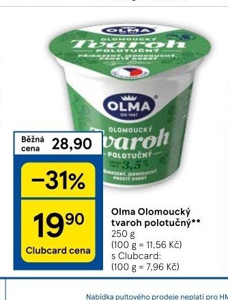 Olma Olomoucký tvaroh polotučný