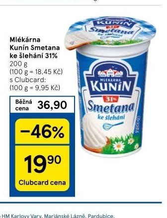 Mlékárna Kunín Smetana ke šlehání