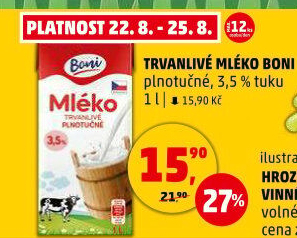 Mléko trvanlivé Boni - 3,5% plnotučné