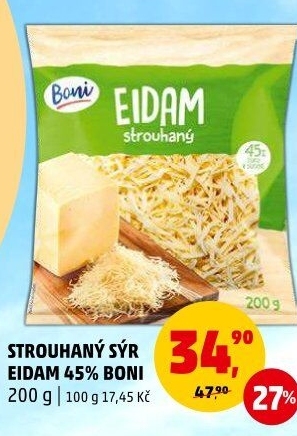 Sýr Eidam 45% strouhaný Boni