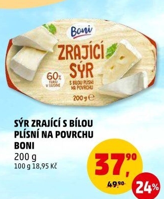 Sýr zrající s bílou plísní na povrchu Boni