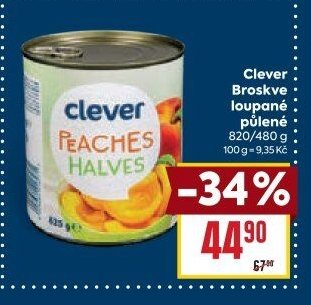 Clever Broskve loupané půlené
