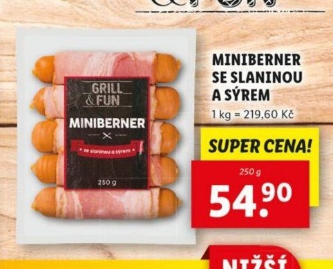 Miniberner se slaninou a sýrem