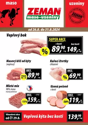 akční leták ZEMAN maso - uzeniny 26.8.2024-31.8.2024