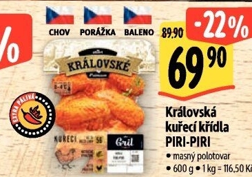 Kuřecí křídla Piri-Piri Královská Albert Gril