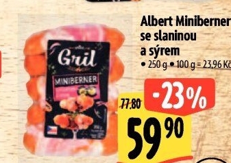 Miniberner se slaninou a sýrem Albert Gril