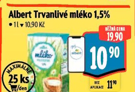 Mléko trvanlivé Albert - 1,5% polotučné