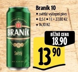 Pivo světlé výčepní 10° Braník