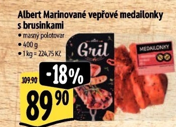 Vepřové medailonky s brusinkami marinované Albert Gril