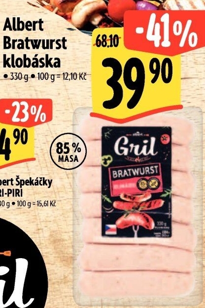 Grilovací klobása bratwurst Albert Gril