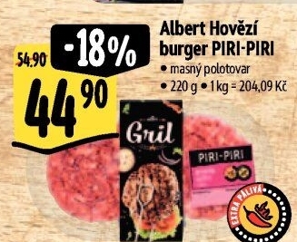 Hovězí burger Piri-Piri Albert Gril
