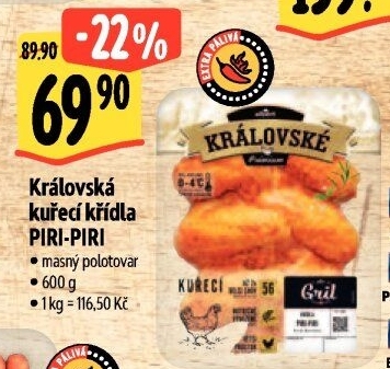Kuřecí křídla Piri-Piri Královská Albert Gril