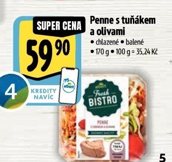 Penne s tuňákem a olivami Albert Fresh Bistro