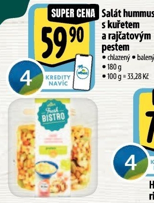 Salát Hummus s kuřetem a rajčatovým pestem s proteiny Albert Fresh Bistro