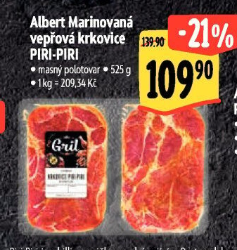 Vepřová krkovice marinovaná bez kosti Piri-Piri Albert Gril