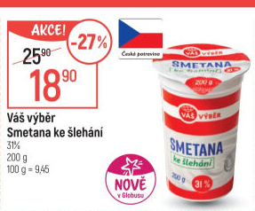 Smetana ke šlehání 31% Váš Výběr