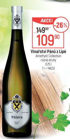 Víno Pálava Amethyst Collection Vinařství Pánů z Lipé