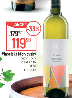 Víno Pálava Vinselekt Michlovský - pozdní sběr