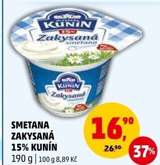 Zakysaná smetana Mlékárna Kunín 15%