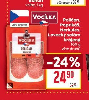 Poličan, Paprikáš, Herkules, Lovecký salám krájený