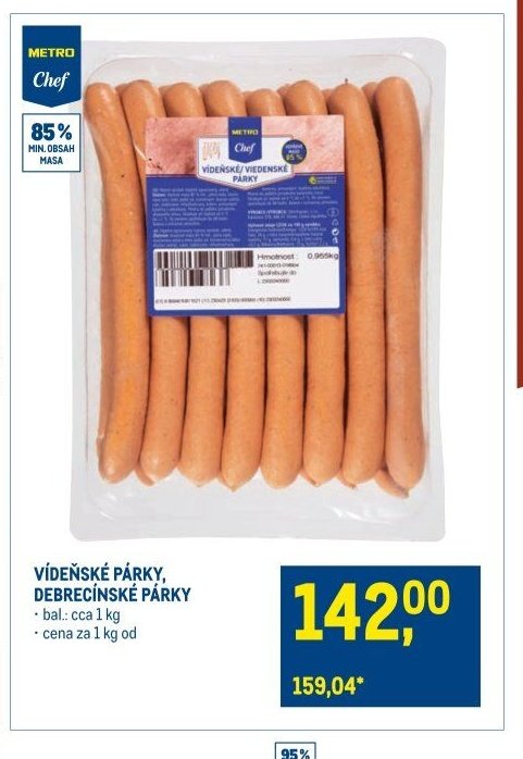 Vídeňské párky, Debrecínské párky