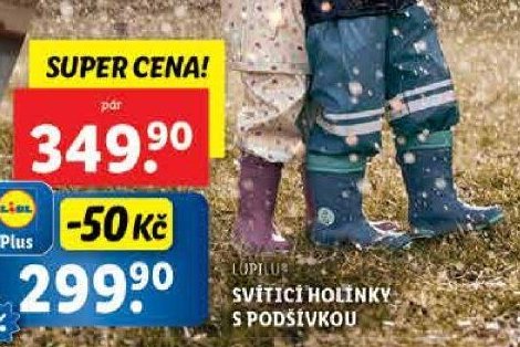 Lupilu svítící holínky s podšívkou