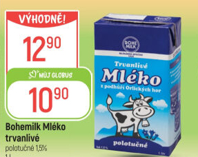 Mléko trvanlivé Bohemilk - 1,5% polotučné