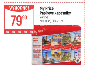 Papírové kapesníčky 4vrstvé My Price
