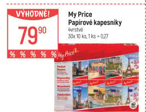 Papírové kapesníčky 4vrstvé My Price